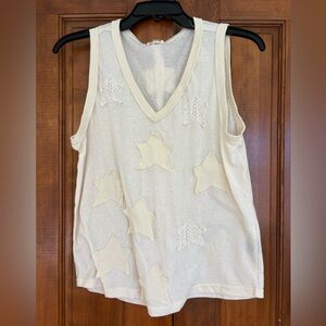 POL Cream Star Patterned Sleeveless Top